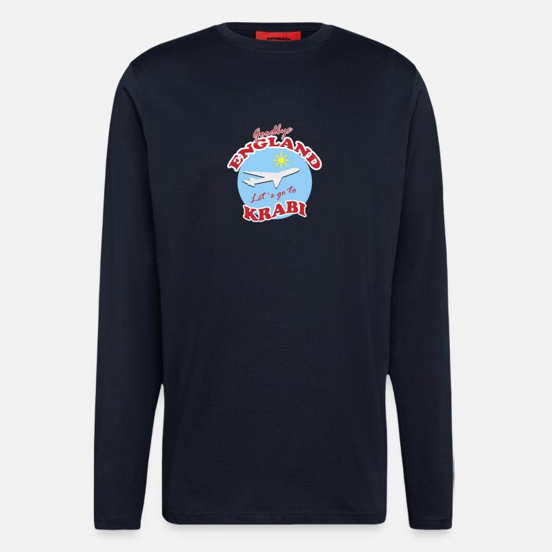 Adieu l’Angleterre. Allons à Krabi. - Manches longues bio décontracté fabriqué en UE - DARK NAVY