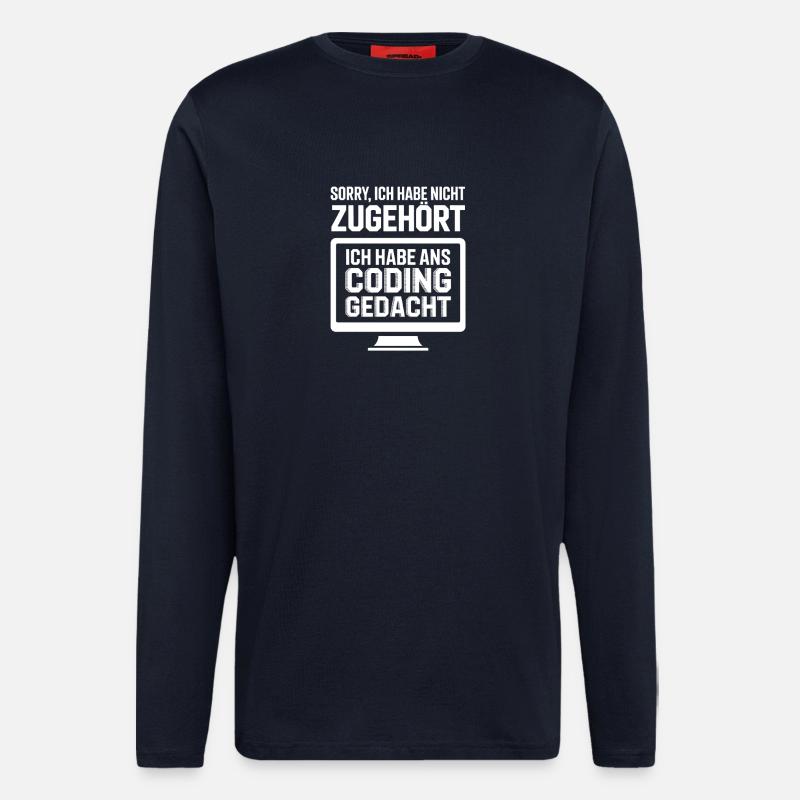 Je pensais à la programmation - Manches longues bio décontracté fabriqué en UE - DARK NAVY