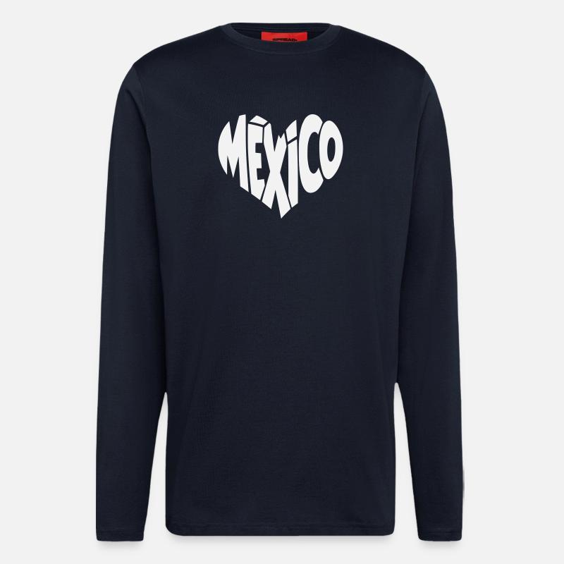 Cœur de Lettrage du Mexique - Manches longues bio décontracté fabriqué en UE - DARK NAVY