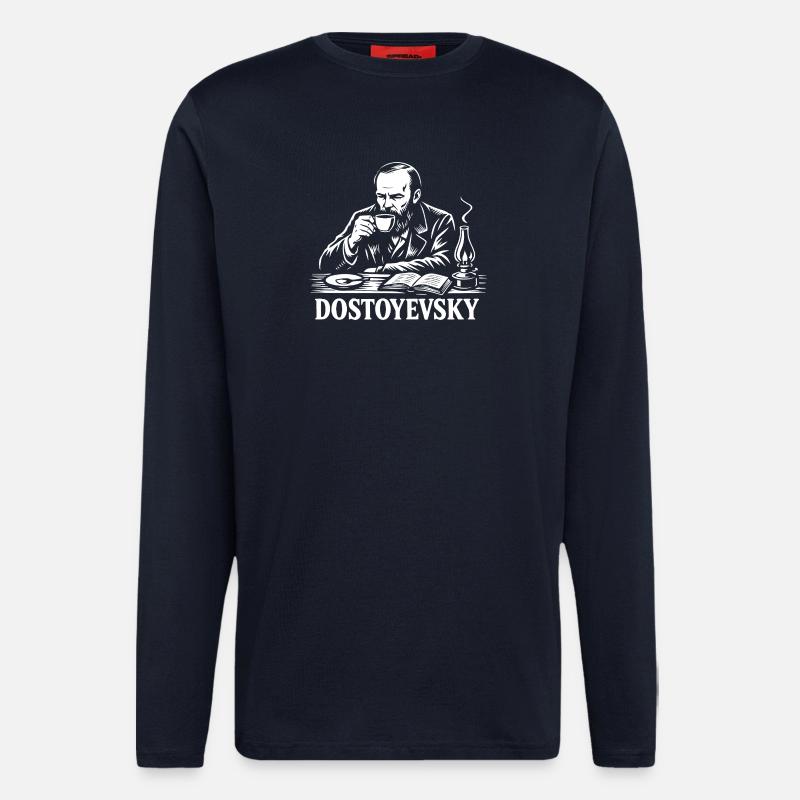 Dostojewski beim Kaffeeporträt - Langarmshirt - made by SPREAD  - DARK NAVY