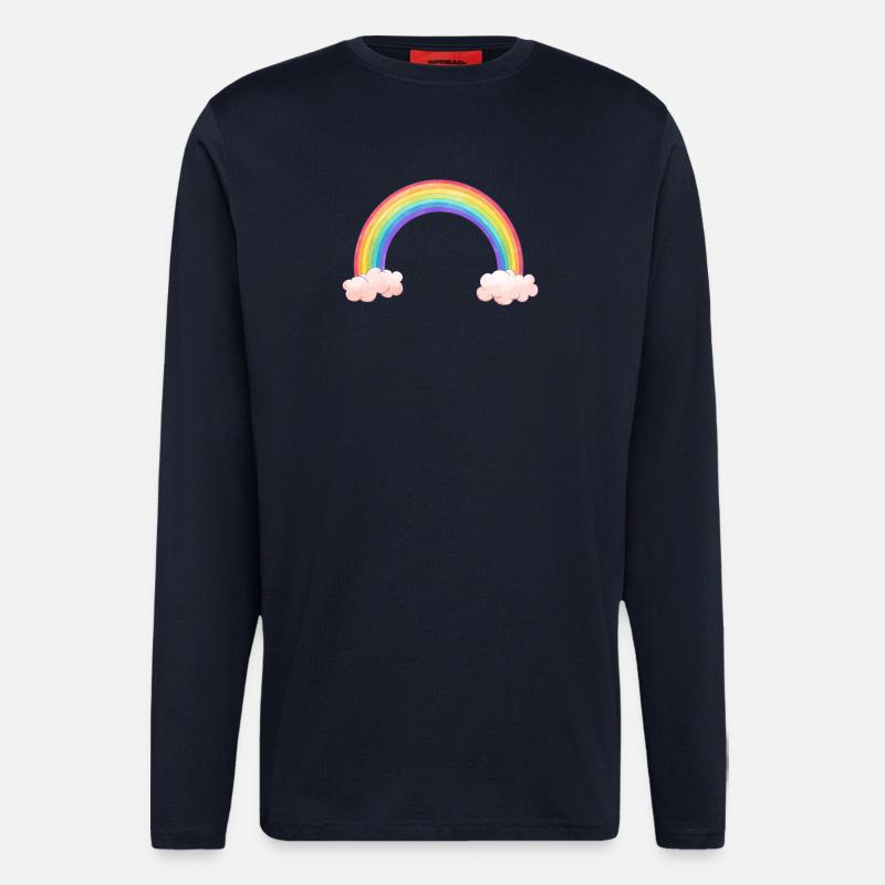 Rainbow bow with clouds - Longsleeve - made by SPREAD  - DARK NAVY