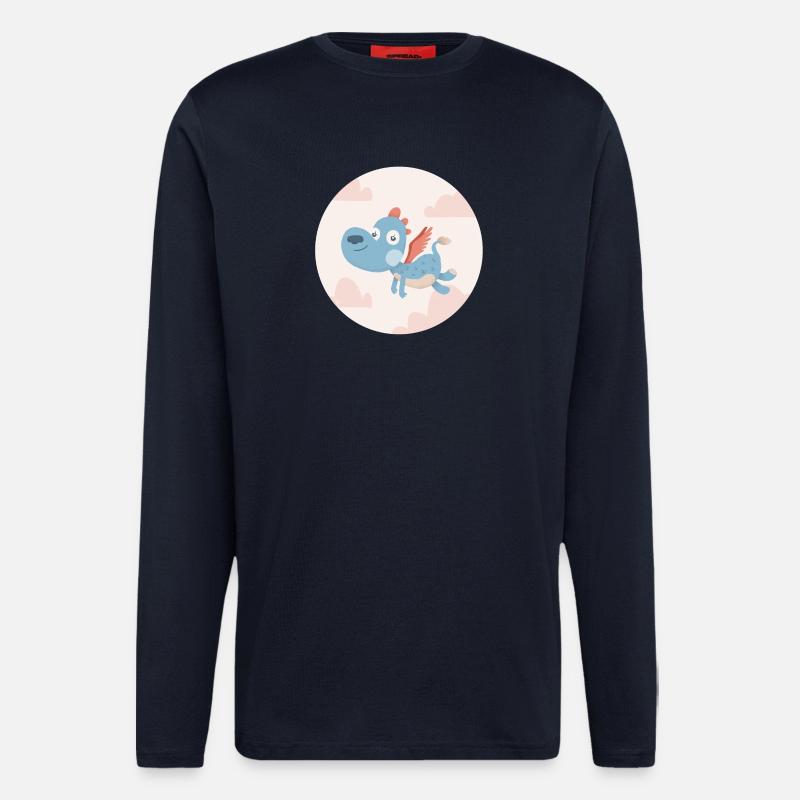 Blauer Drache - Langarmshirt - made by SPREAD  - DARK NAVY