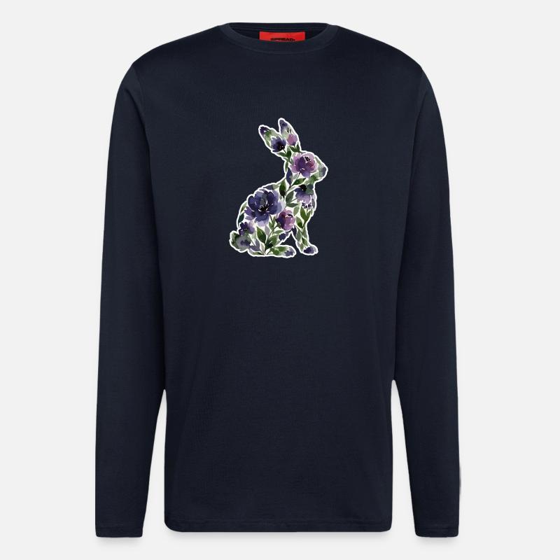 Hase Silhouette Blumen - Langarmshirt - made by SPREAD  - DARK NAVY