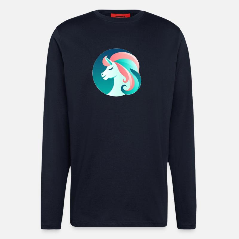 Neon Einhorn Traumbild - Langarmshirt - made by SPREAD - DARK NAVY