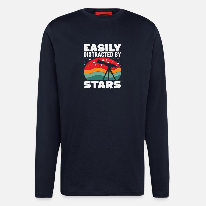 Easily distracted by astronomy stars - Longsleeve - made by SPREAD - DARK NAVY