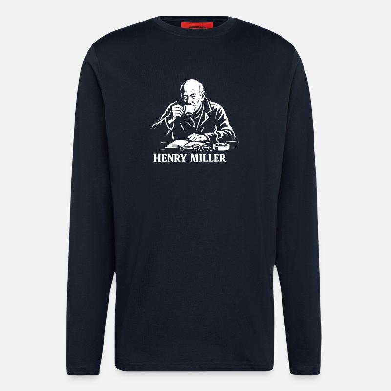 Henry Miller Café Reader - Langarmshirt - made by SPREAD  - DARK NAVY