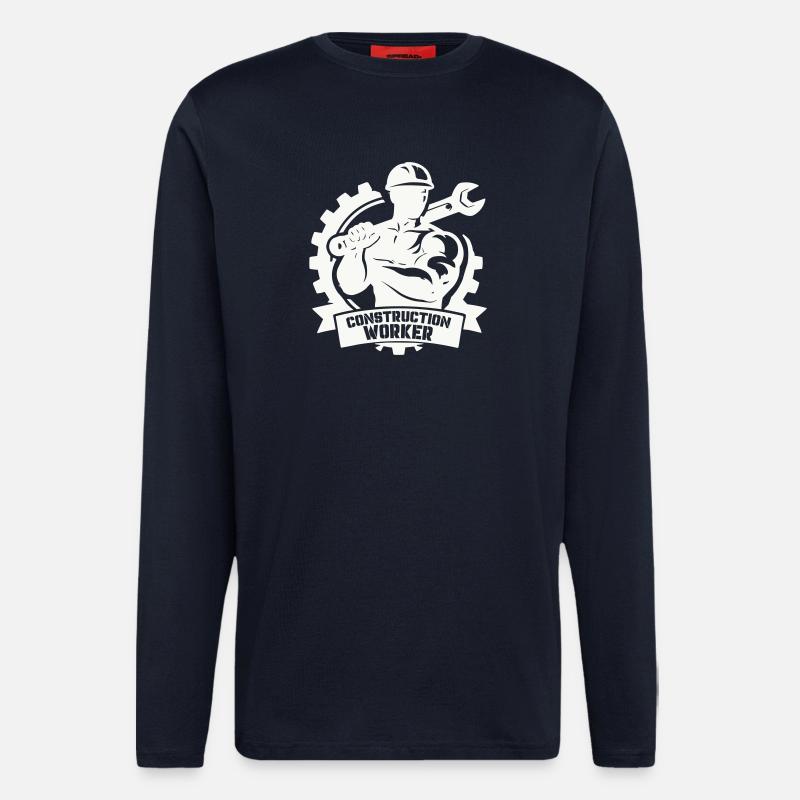 Starker Bauarbeiter mit Zahnrädern - Langarmshirt - made by SPREAD - DARK NAVY