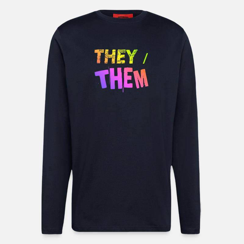 they / them Geschenkidee LGBTQ+ nonbinary Pronomen - Langarmshirt - made by SPREAD  - DARK NAVY