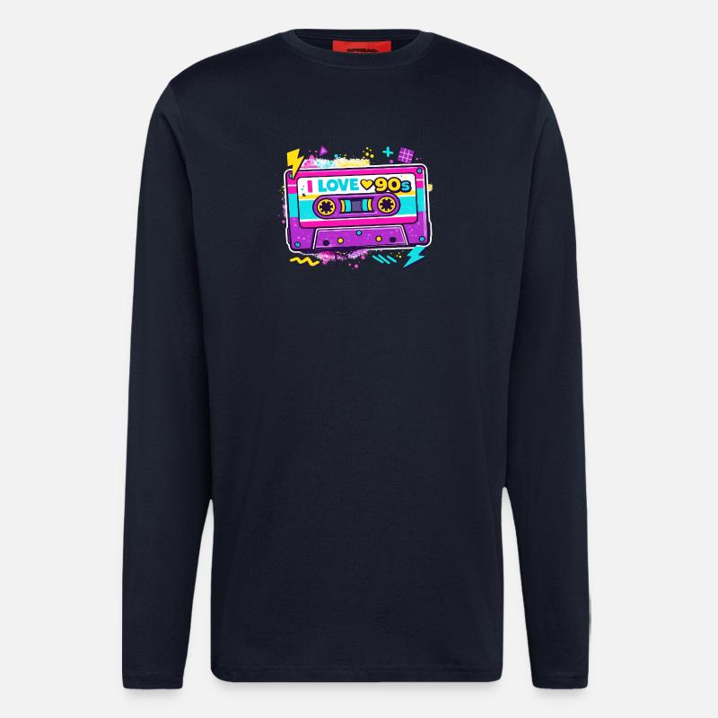 I Love 90s Cassette Graphic - Longsleeve - made by SPREAD  - DARK NAVY