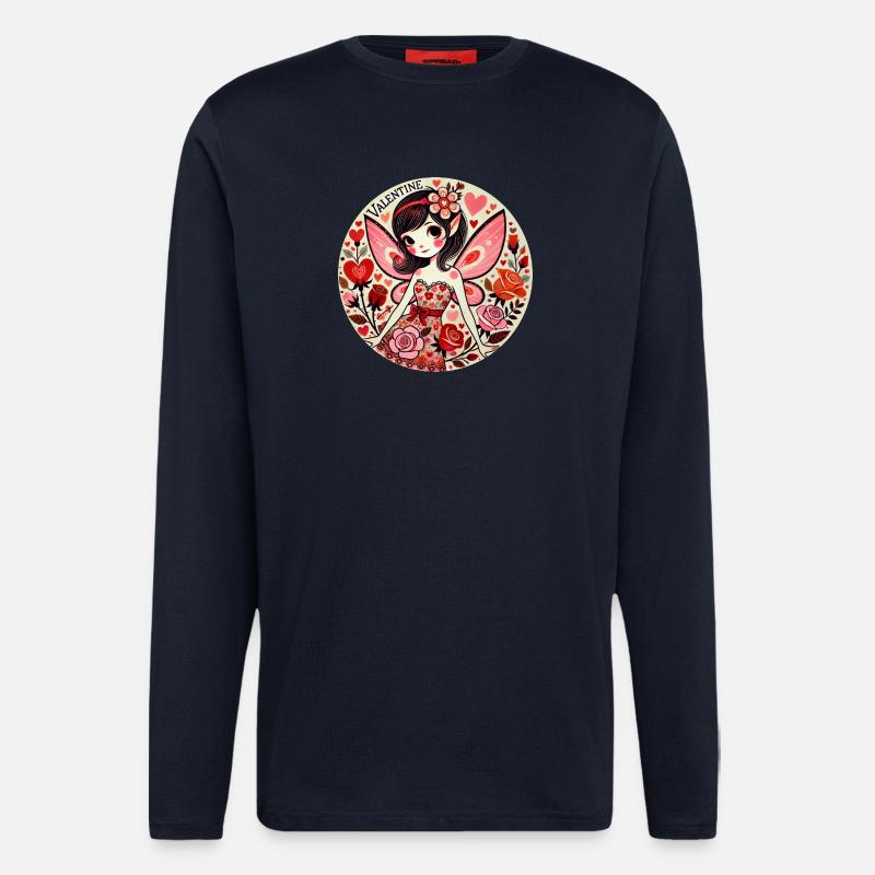 Fée de la Saint-Valentin Fleur - Manches longues bio décontracté fabriqué en UE - DARK NAVY