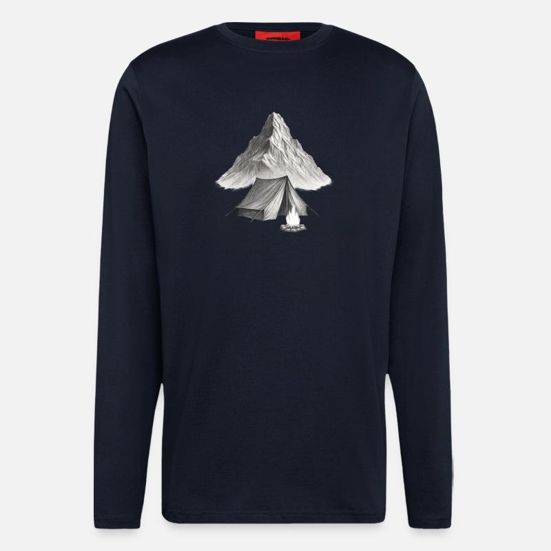 Mountain tent by the fire - Longsleeve - made by SPREAD  - DARK NAVY