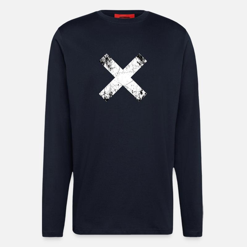 Grunge X Cut Pattern - Longsleeve - made by SPREAD  - DARK NAVY