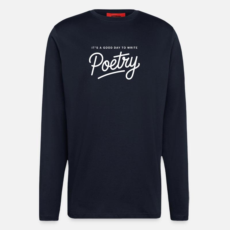 Poetry Script on Black Background - Longsleeve - made by SPREAD  - DARK NAVY