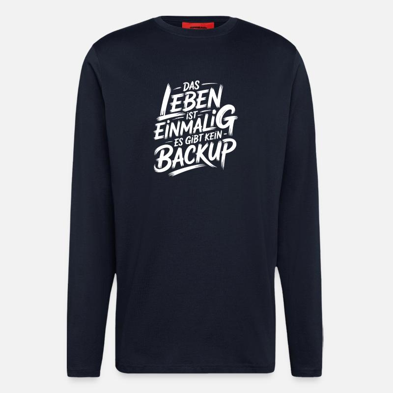 Leben ohne Backup - Langarmshirt - made by SPREAD  - DARK NAVY