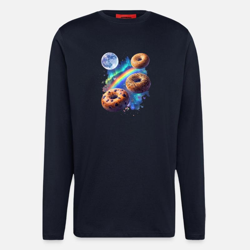 Kosmische Donuts über Regenbogenraum - Langarmshirt - made by SPREAD  - DARK NAVY