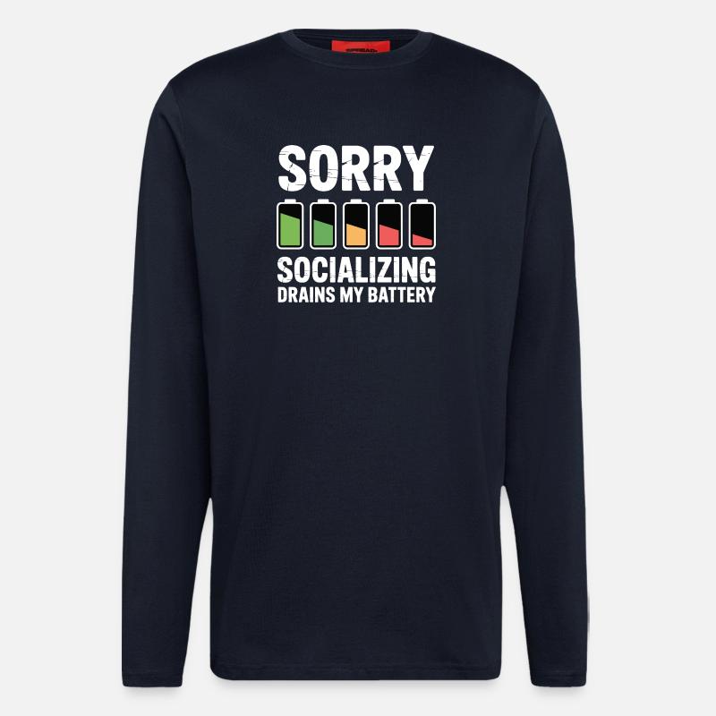 Joke about sociable, exhausted introverts - Longsleeve - made by SPREAD  - DARK NAVY