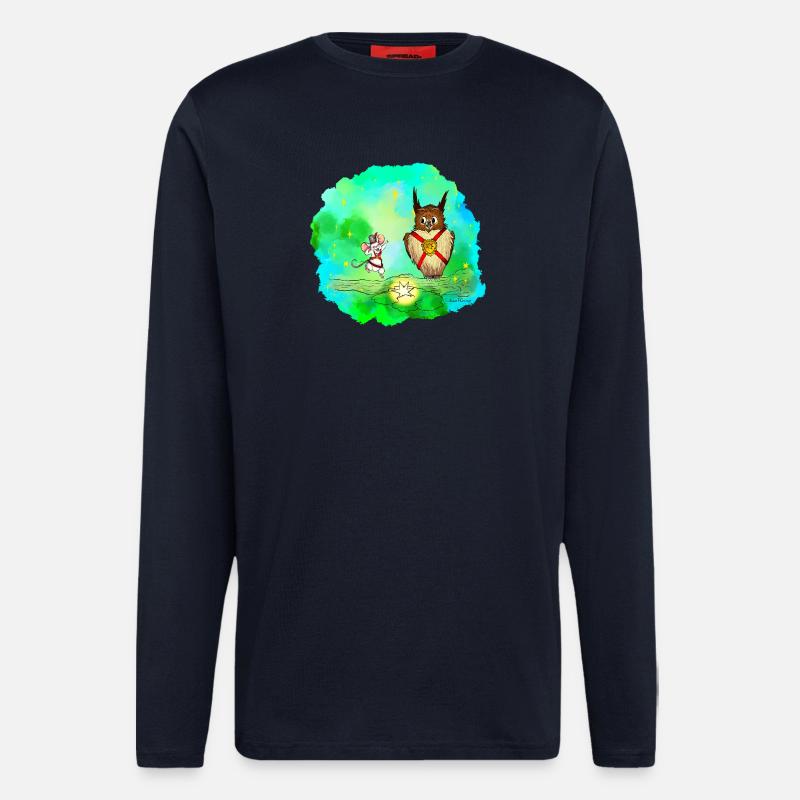 Stern-Sucher Maus und Eule - Langarmshirt - made by SPREAD  - DARK NAVY