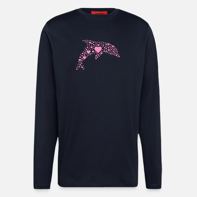 Delfin mit kleinen Herzen - Langarmshirt - made by SPREAD  - DARK NAVY