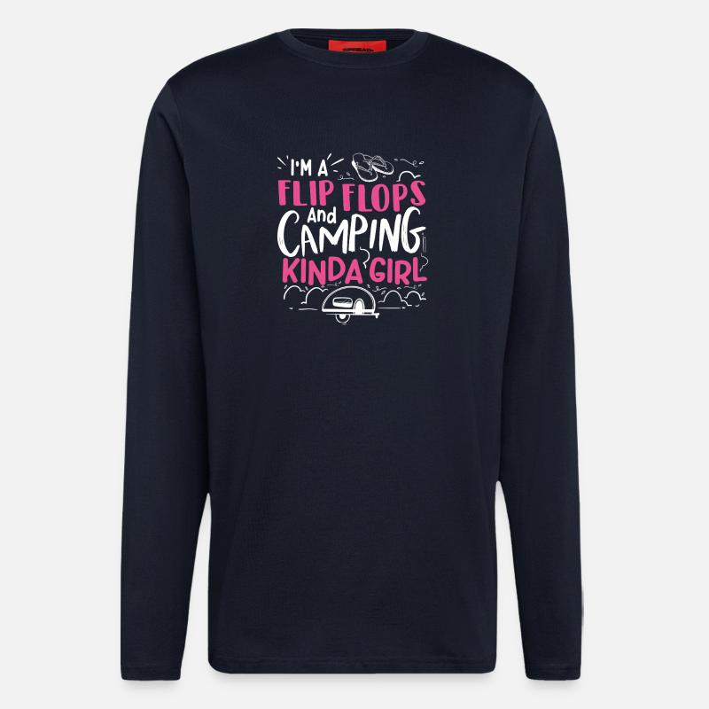 Flip-Flops-Camping-Mädchen - Langarmshirt - made by SPREAD  - DARK NAVY