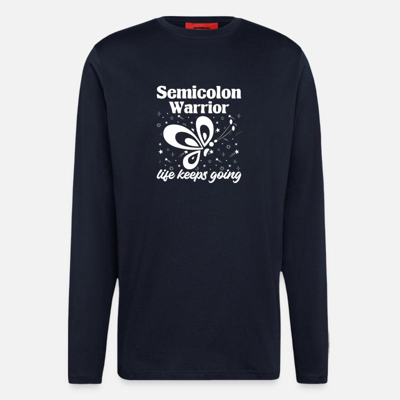 Semi Colon Life Keeps Going Semicolon - Langarmshirt - made by SPREAD  - DARK NAVY