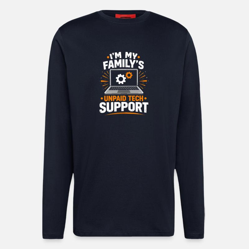 Family Tech Support Unpaid - Longsleeve - made by SPREAD  - DARK NAVY