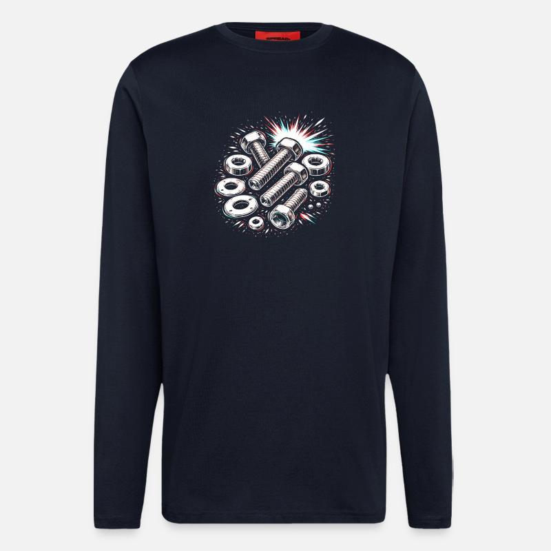 Bolts Nuts Mechanic Tool Design - Longsleeve - made by SPREAD  - DARK NAVY
