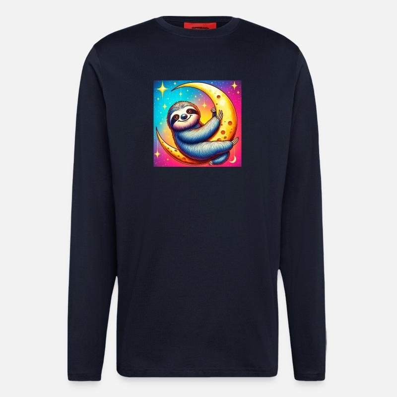 Faultier schläft auf dem Mond - Langarmshirt - made by SPREAD  - DARK NAVY