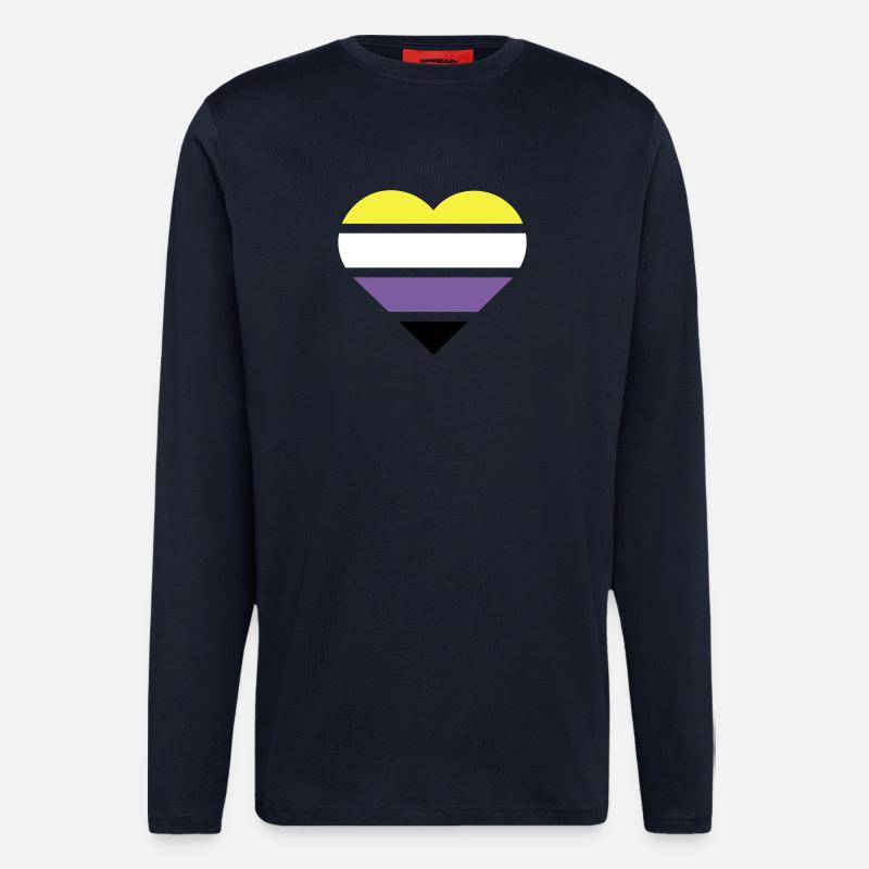 Pride Flag Heart · Nonbinary - Langarmshirt - made by SPREAD  - DARK NAVY