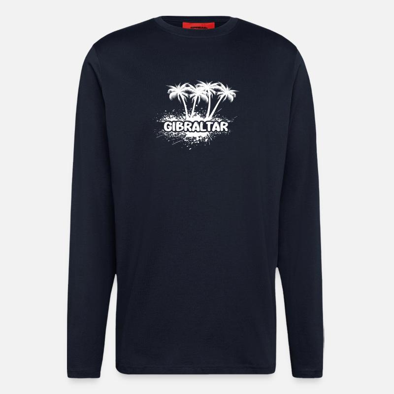Gibraltar Palm Trees Splash Logo - Longsleeve - made by SPREAD  - DARK NAVY