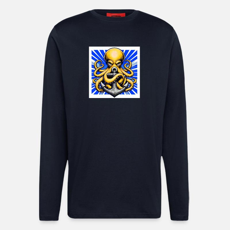 Octopus embraces an Anchor - Longsleeve - made by SPREAD  - DARK NAVY