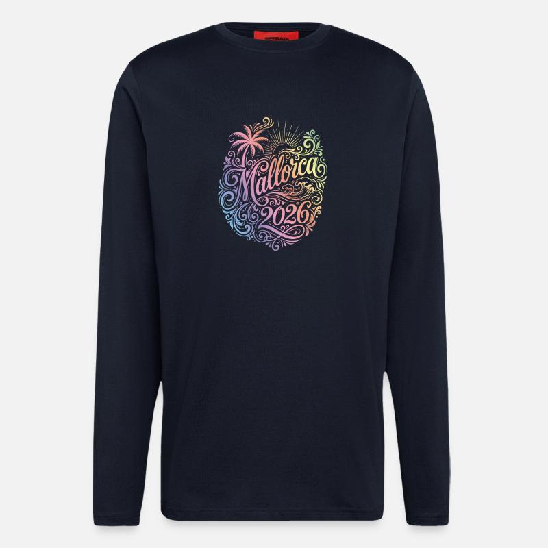 Mallorca 2026 Bunt Palme - Langarmshirt - made by SPREAD  - DARK NAVY