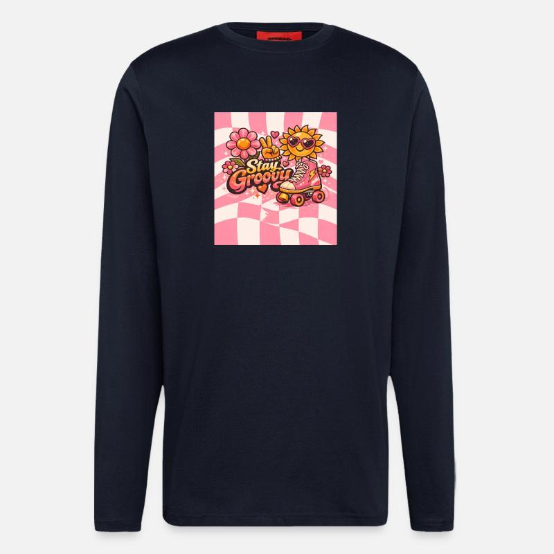 Pinker Retro-Stil - Langarmshirt - made by SPREAD  - DARK NAVY
