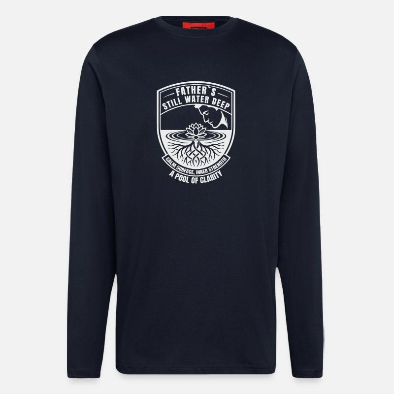 Vater Still Water Deep Lotus Ruhe - Langarmshirt - made by SPREAD  - DARK NAVY