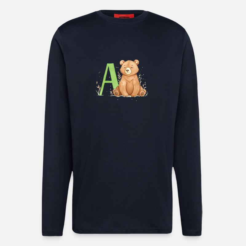 Alphabet Bär mit Großem A - Langarmshirt - made by SPREAD  - DARK NAVY