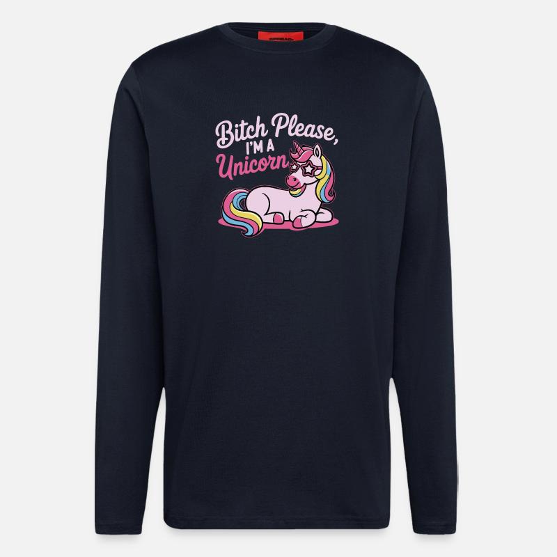 Einhorn Spruch Motiv B*tch please - Langarmshirt - made by SPREAD - DARK NAVY