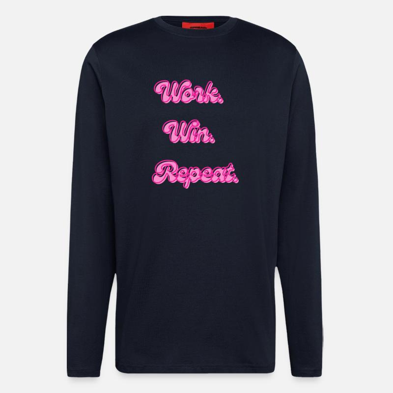 Work Win reprend Retro Neon - Manches longues bio décontracté fabriqué en UE - DARK NAVY