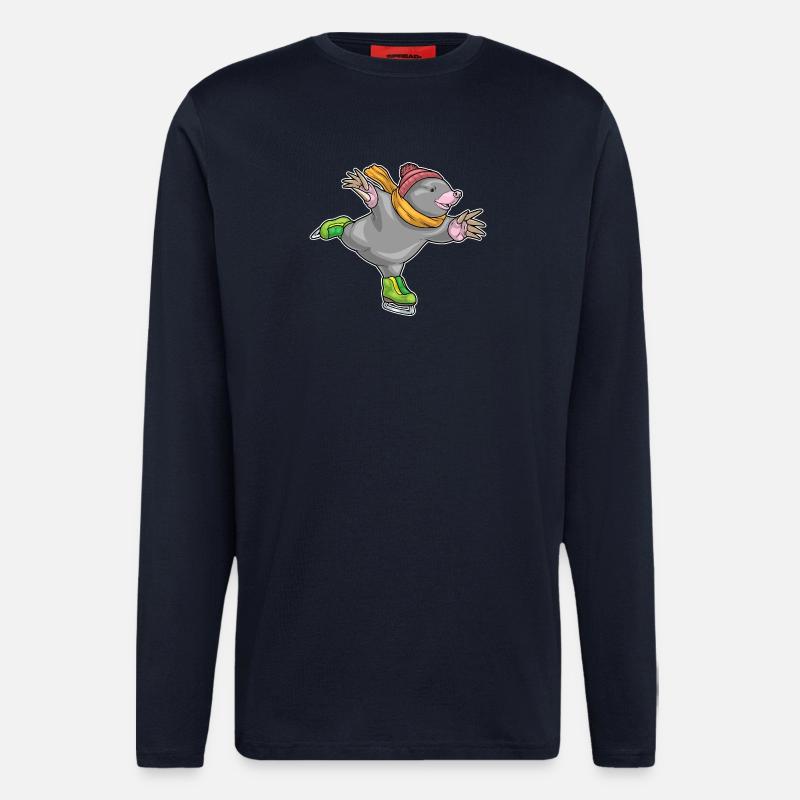 Maulwurf Eislaufen Schlittschuhe Wintersport - Longsleeve - made by SPREAD - DARK NAVY
