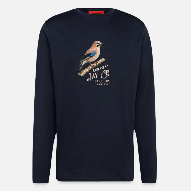 Eurasian Jay Eichelhäher Vogel Design - Langarmshirt - made by SPREAD  - DARK NAVY