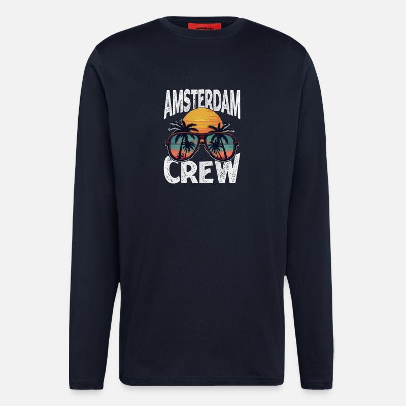 Équipe d’Amsterdam - Manches longues bio décontracté fabriqué en UE - DARK NAVY