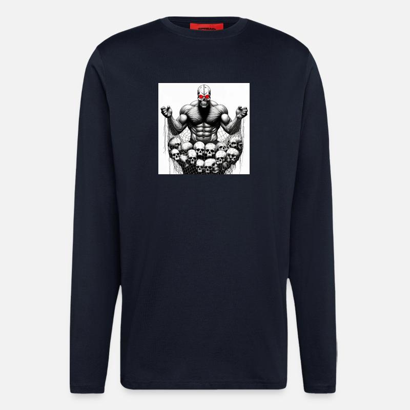 Muscular Net Skulls - Longsleeve - made by SPREAD  - DARK NAVY