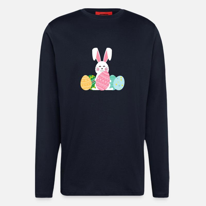 Pastell-Osterhase mit Eiern - Langarmshirt - made by SPREAD - DARK NAVY