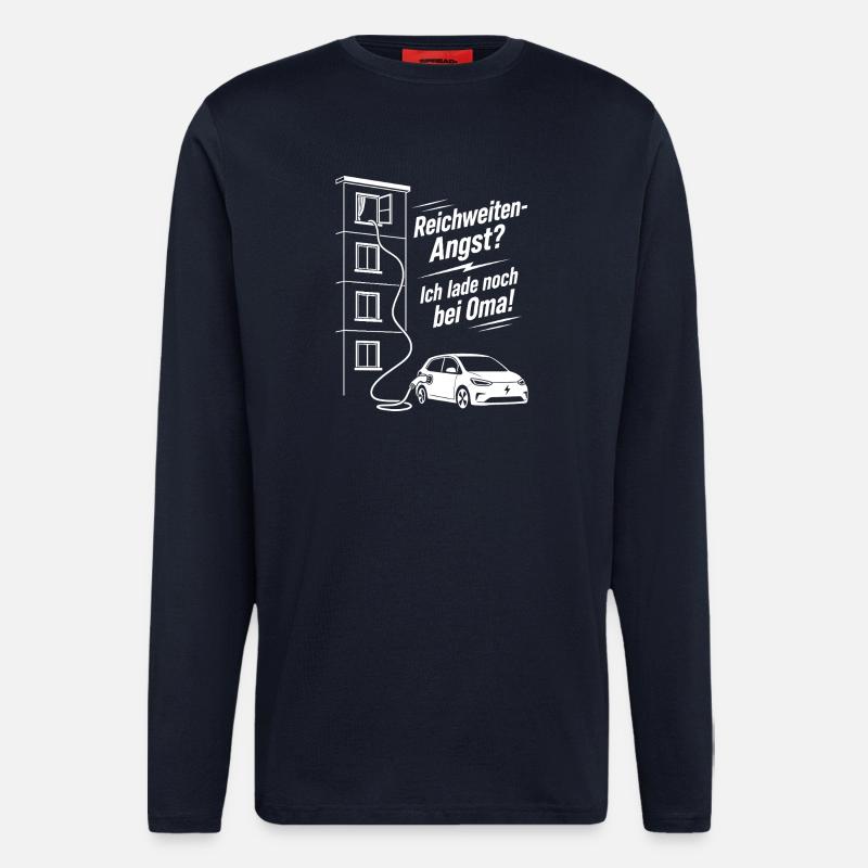 Reichweiten Angst, E Auto, Oma - Langarmshirt - made by SPREAD  - DARK NAVY