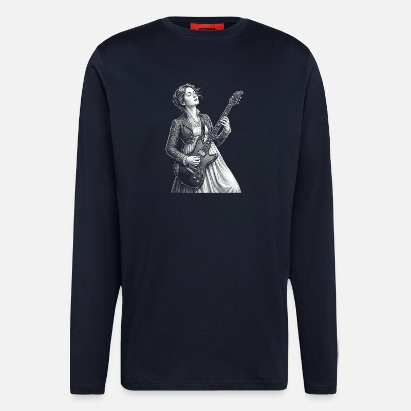 Jane Austen plays guitar - Longsleeve - made by SPREAD  - DARK NAVY