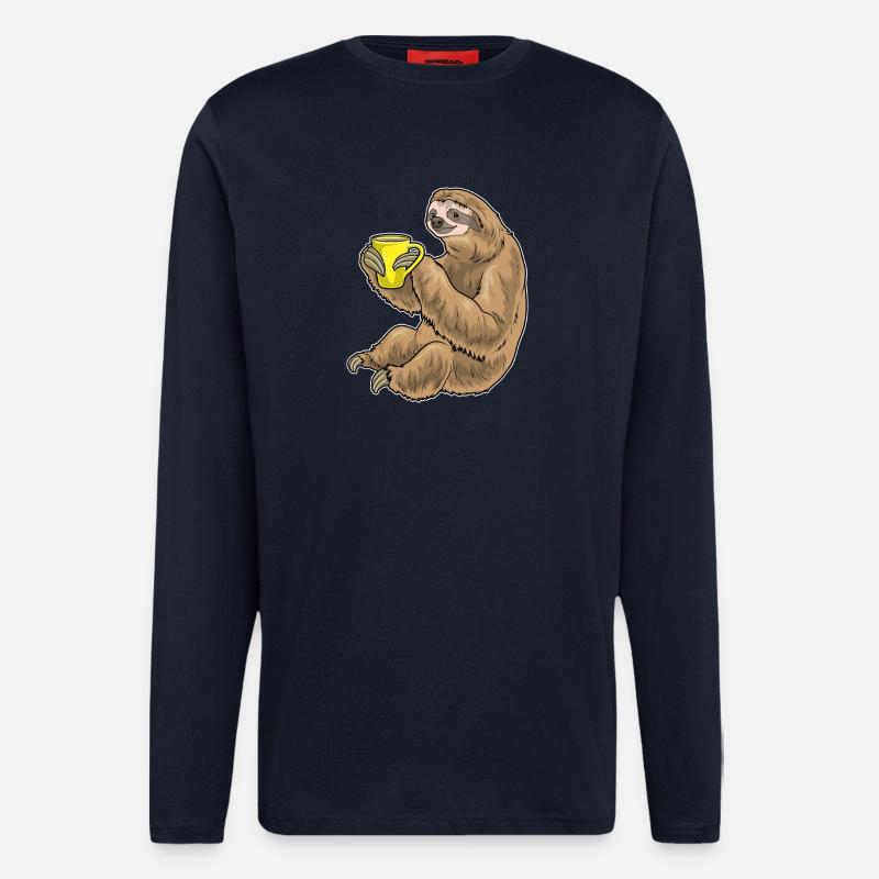 Faultier Kaffee Tasse - Langarmshirt - made by SPREAD  - DARK NAVY