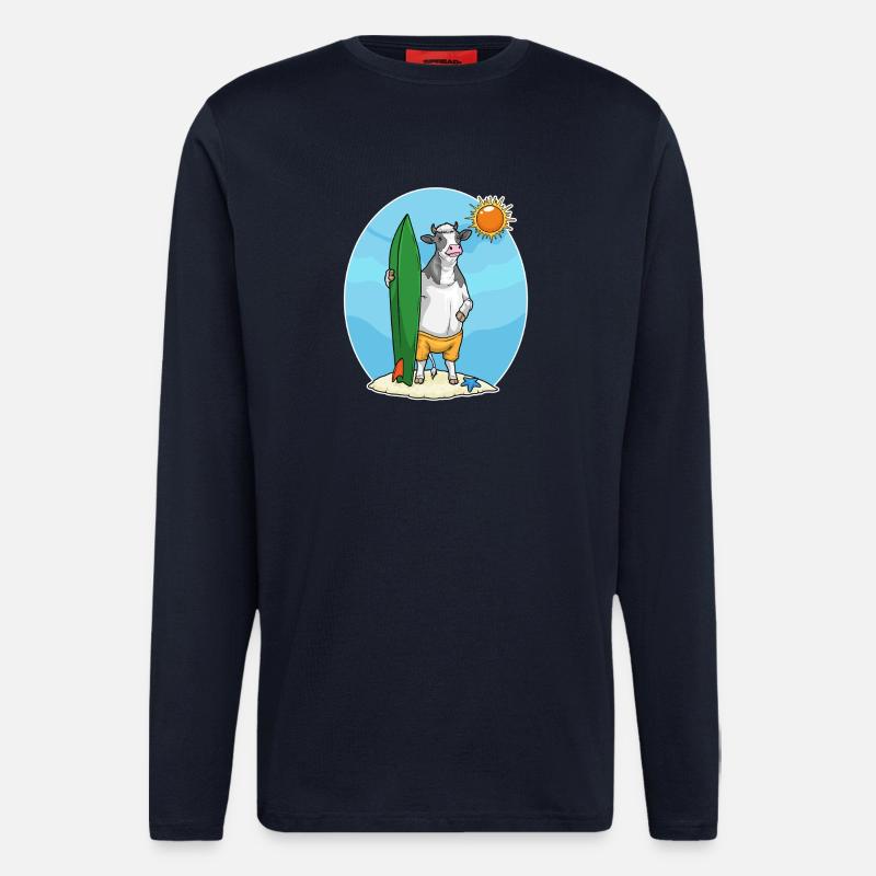 Kuh Strand Surfbrett Sommer - Langarmshirt - made by SPREAD  - DARK NAVY