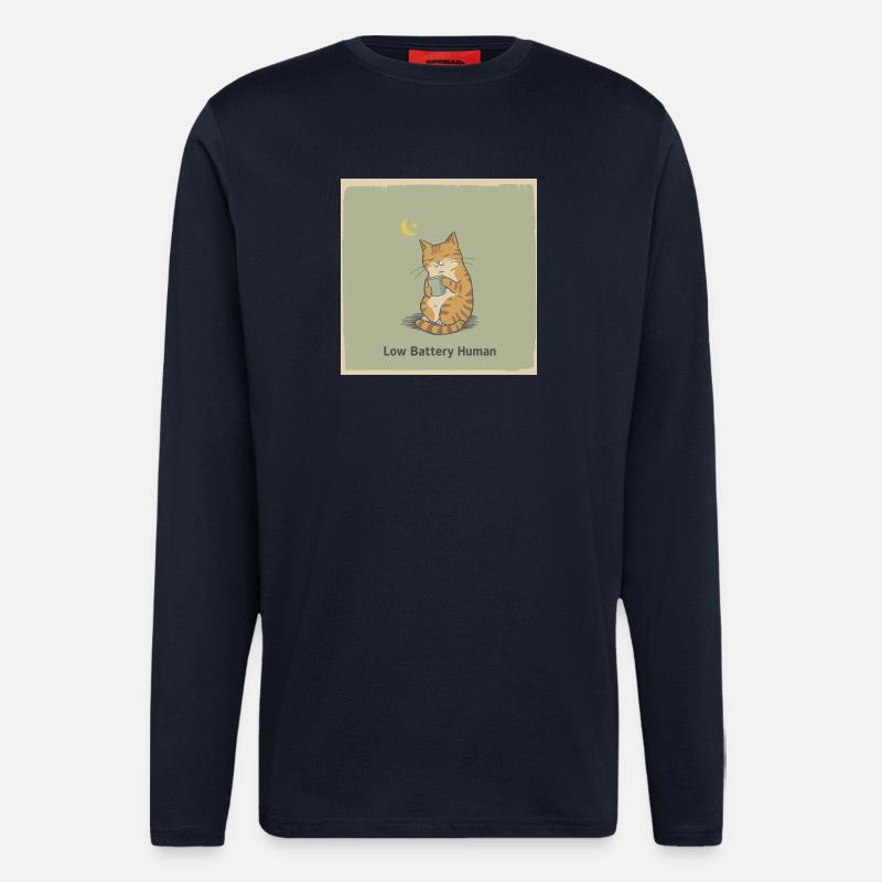 Low Battery Cat Tee - Longsleeve - made by SPREAD - DARK NAVY