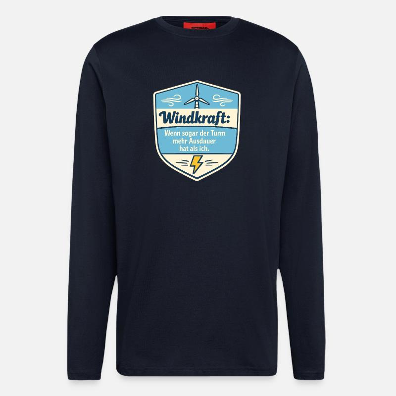 Windkraft Spruchschild Humor - Langarmshirt - made by SPREAD  - DARK NAVY