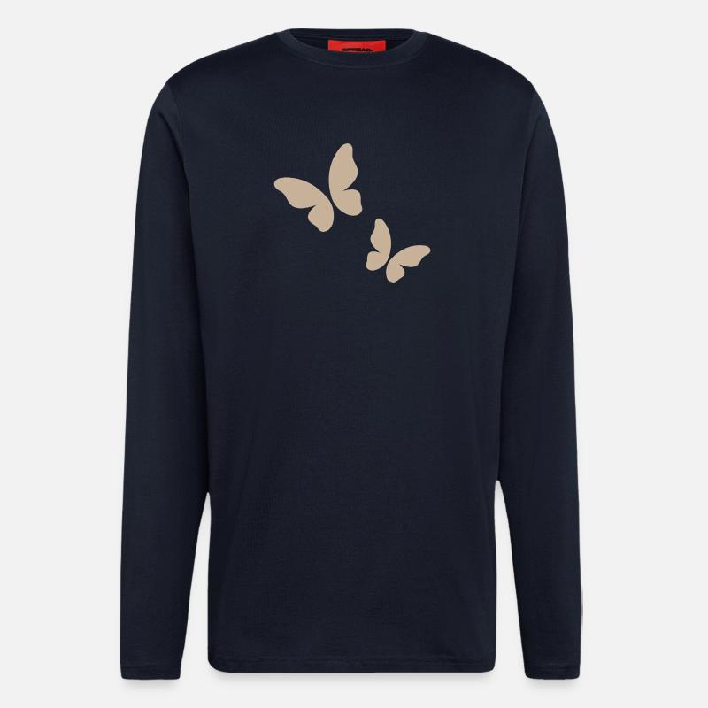 Beige Butterfly Pattern - Longsleeve - made by SPREAD  - DARK NAVY