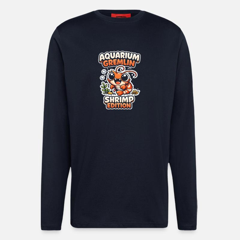 Gremlin d’aquarium | Passe-temps de crevettes - Manches longues bio décontracté fabriqué en UE - DARK NAVY