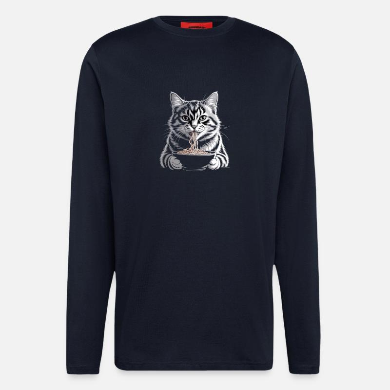 Cat Eats Ramen - Longsleeve - made by SPREAD  - DARK NAVY